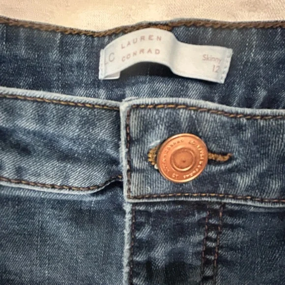 LC Lauren Conrad Skinny Jeans Womens Size 12 Blue Stretch Denim Mid Rise - Picture 3 of 5